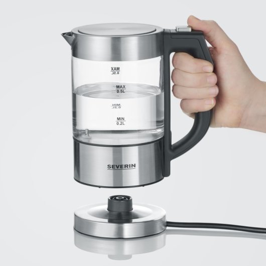 Severin WK 3458 Hervidor de Agua con Ajuste de Temperatura 0.5L 1100W Acero Inox / Cristal