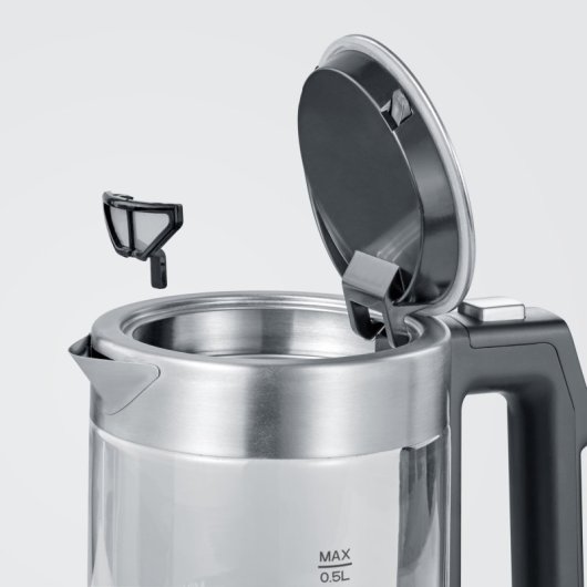 Severin WK 3458 Hervidor de Agua con Ajuste de Temperatura 0.5L 1100W Acero Inox / Cristal