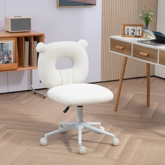 Homcom Silla de Escritorio Moderno con Asiento Ajustable en Altura Blanca