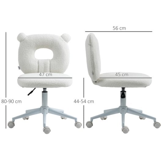 Homcom Silla de Escritorio Moderno con Asiento Ajustable en Altura Blanca