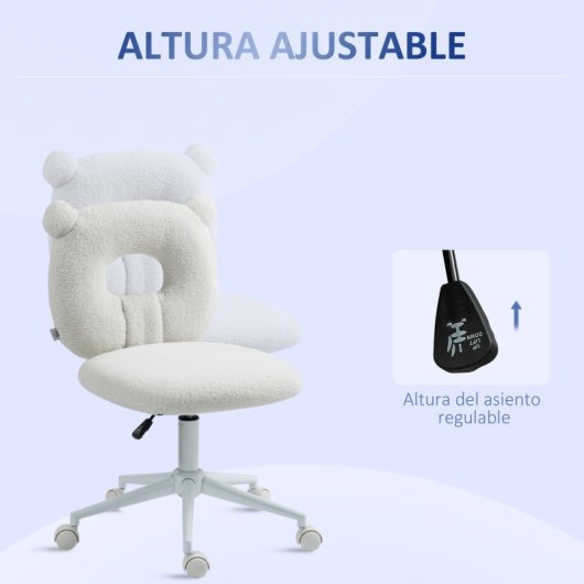 Homcom Silla de Escritorio Moderno con Asiento Ajustable en Altura Blanca