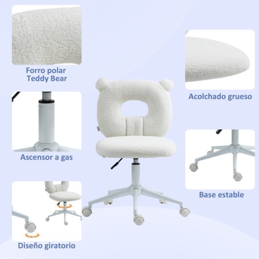 Homcom Silla de Escritorio Moderno con Asiento Ajustable en Altura Blanca