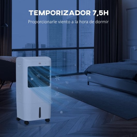 Homcom Enfriador de Aire Portátil 3 en 1 con Control Remoto 37x32x78cm Blanco