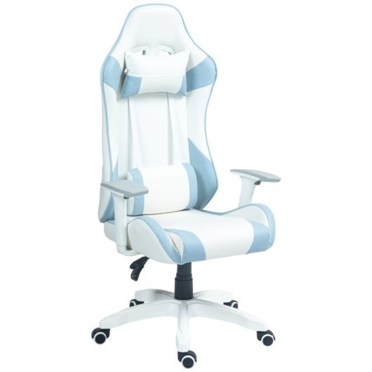 Homcom Silla Gaming Reclinable Giratoria con Cojín Lumbar 67x60x120-128cm Azul