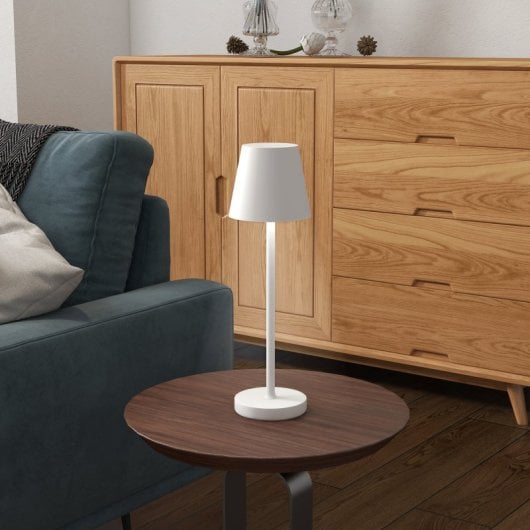 Homcom Lámpara de Mesita de Noche Luces LED USB-C Recargable Ø11.2x36.5cm Blanca