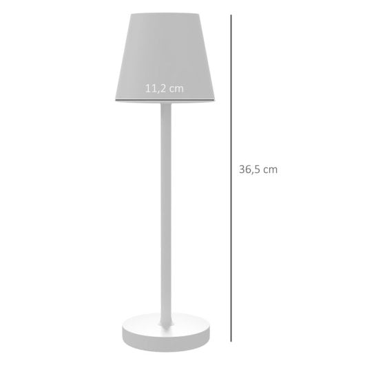 Homcom Lámpara de Mesita de Noche Luces LED USB-C Recargable Ø11.2x36.5cm Blanca