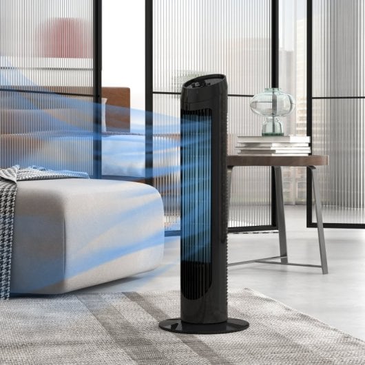 Homcom Ventilador de Torre 45W con 3 Velocidades Oscilación 70° 27x75cm Negro