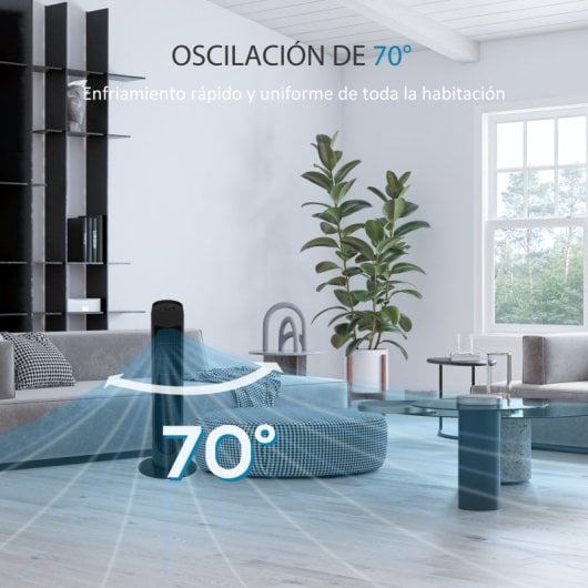Homcom Ventilador de Torre 45W con 3 Velocidades Oscilación 70° 27x75cm Negro