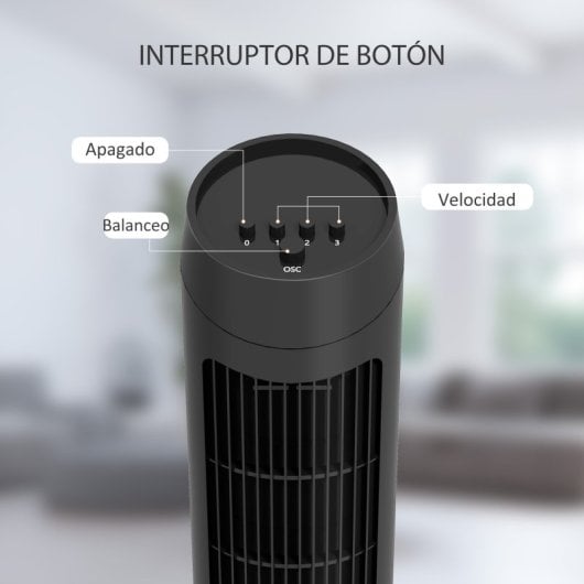 Homcom Ventilador de Torre 45W con 3 Velocidades Oscilación 70° 27x75cm Negro