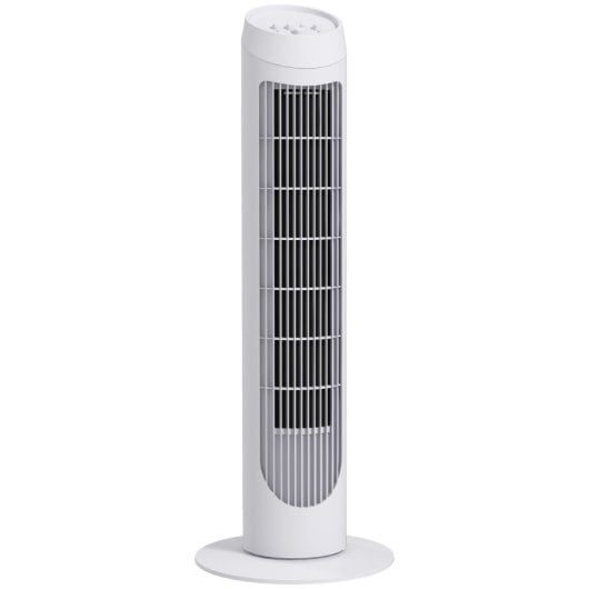 Homcom Ventilador de Torre 45W con 3 Velocidades Oscilación 70° Ø27x75cm Blanco