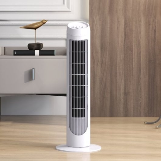 Homcom Ventilador de Torre 45W con 3 Velocidades Oscilación 70° Ø27x75cm Blanco