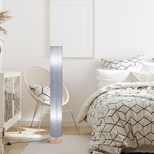 Homcom Lámpara de Pie Casquillo Máx. 40W E27 Pantalla de Lino Ø15x120cm Gris