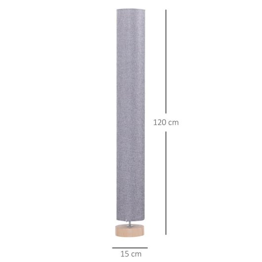 Homcom Lámpara de Pie Casquillo Máx. 40W E27 Pantalla de Lino Ø15x120cm Gris
