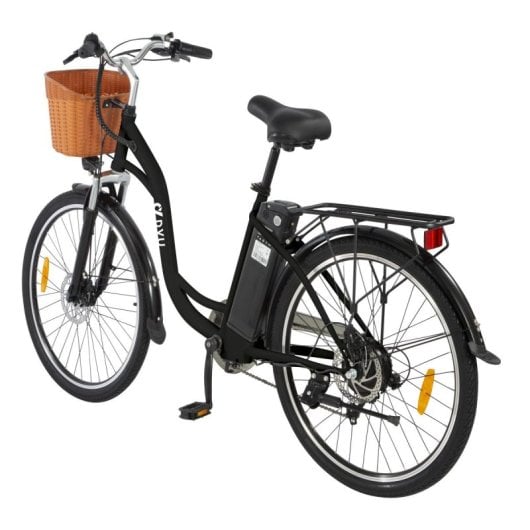 Dyu C6 Elektrofahrrad 26 Zoll, 350 W, 36 V, 12,5 Ah Akku, Reichweite 40 km, mit Scheibenbremsen, Schwarz