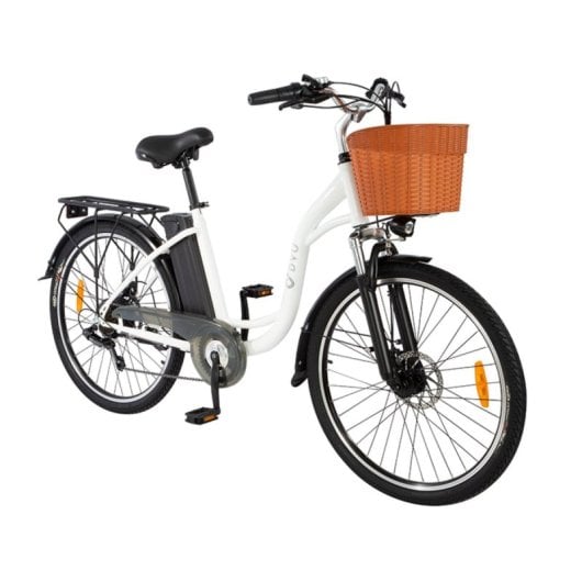Dyu C6 Bicicleta Eléctrica 26" 350W Batería 36v12.5Ah Alcance 40km con Frenos de Disco Blanco