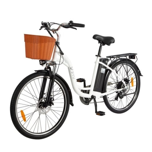 Dyu C6 Bicicleta Eléctrica 26" 350W Batería 36v12.5Ah Alcance 40km con Frenos de Disco Blanco