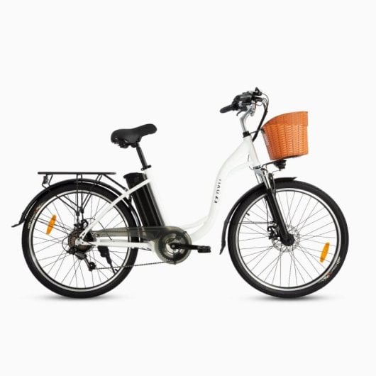 Dyu C6 Bicicleta Eléctrica 26" 350W Batería 36v12.5Ah Alcance 40km con Frenos de Disco Blanco