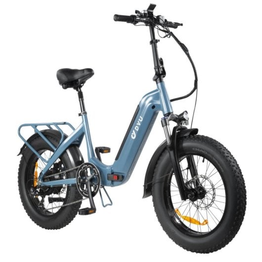 Dyu FF500 Bicicleta Eléctrica 20" Motor 500W Batería 48v14Ah Alcance 50Km con Frenos de Disco Azul