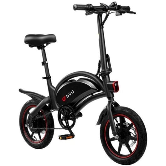 DYU D3F Elektrofahrrad, 14 Zoll, 250 W Motor, 36 V, 10 Ah Akku, 40 km Reichweite, mit Scheibenbremsen, Schwarz