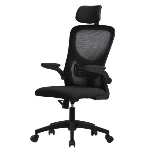 ML Design Silla de Oficina Ergonómica con Asiento Regulable y Reposacabezas Negro