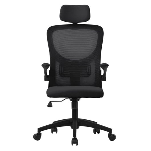 ML Design Silla de Oficina Ergonómica con Asiento Regulable y Reposacabezas Negro