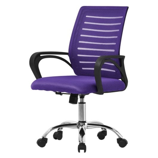ML Design Silla de Oficina Ergonómica con Asiento Regulable Tapizado de Malla Lila