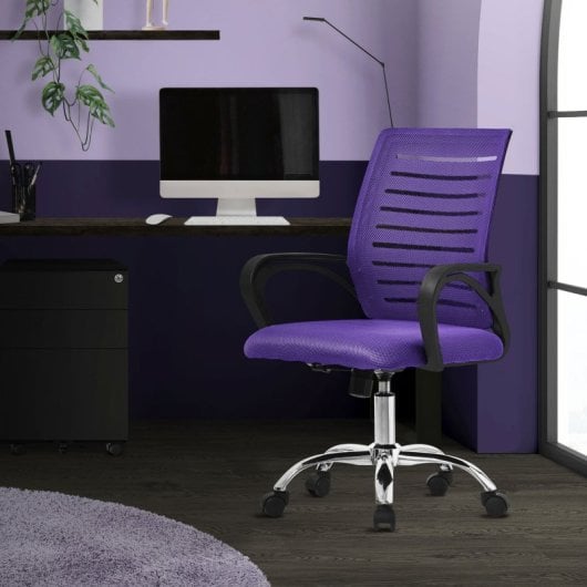ML Design Silla de Oficina Ergonómica con Asiento Regulable Tapizado de Malla Lila