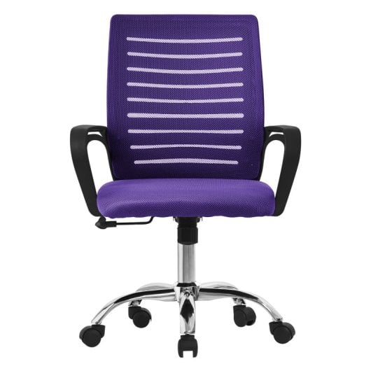 ML Design Silla de Oficina Ergonómica con Asiento Regulable Tapizado de Malla Lila