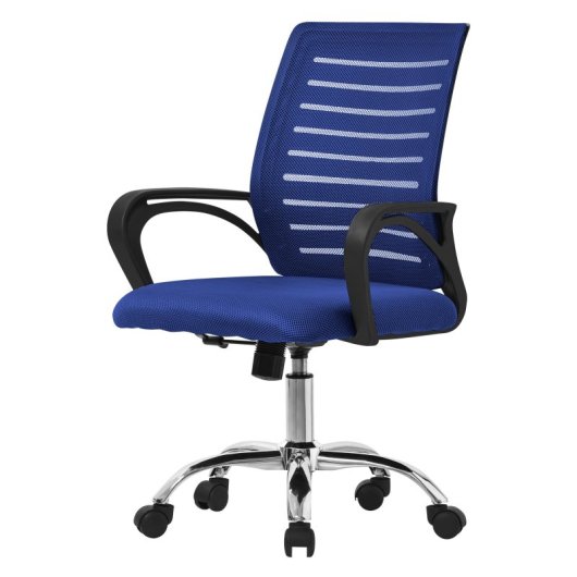 ML Design Silla de Oficina Ergonómica con Asiento Regulable Tapizado de Malla Azul