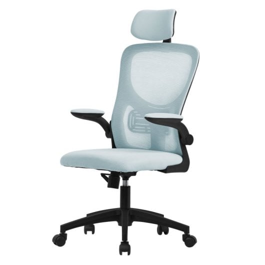 ML Design Silla de Oficina Ergonómica con Asiento Regulable y Reposacabezas Azul