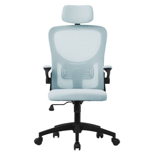 ML Design Silla de Oficina Ergonómica con Asiento Regulable y Reposacabezas Azul