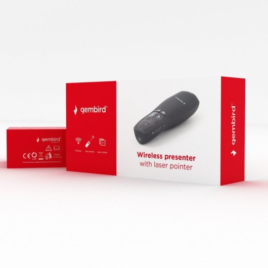Gembird *Présentateur sans fil avec pointeur laser 660 Nm 10 M Noir