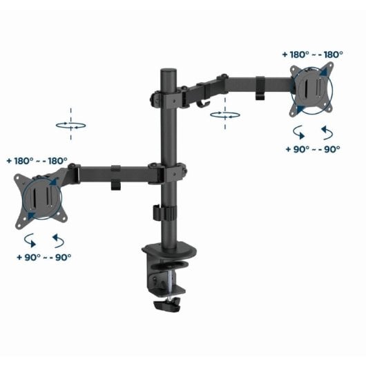 Gembird Ma-d2-03 Soporte de Escritrio Doble para Monitor 17”-32” VESA 100 Max 9Kg Negro