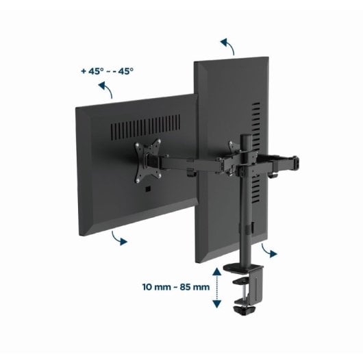 Gembird Ma-d2-03 Soporte de Escritrio Doble para Monitor 17”-32” VESA 100 Max 9Kg Negro