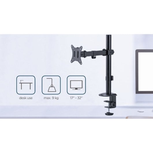Gembird Ma-d1-03 Braço de monitor único montado em mesa, 17”-32”, 9 Kg