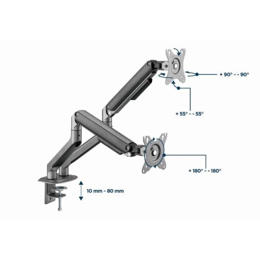 Gembird MA-DA2-05 Soporte de Escritorio para Monitor 32" VESA 100 Max 18Kg Gris