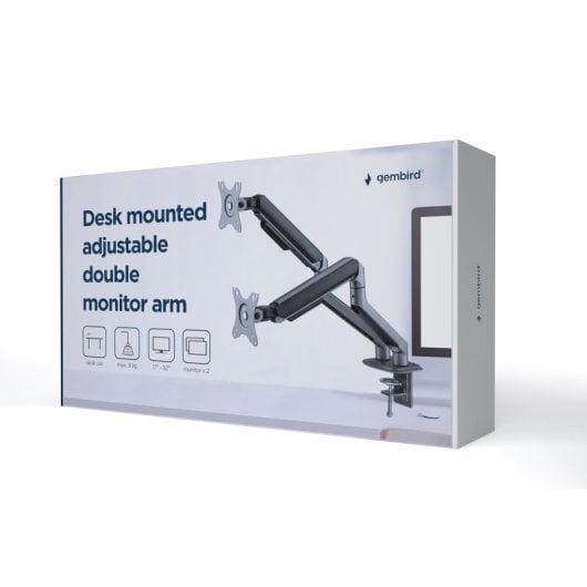 Gembird MA-DA2-05 Soporte de Escritorio para Monitor 32" VESA 100 Max 18Kg Gris