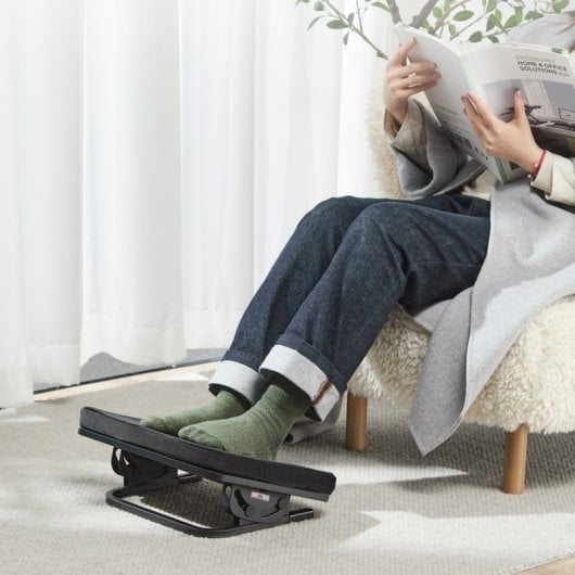 Maclean MC-460 Reposapiés Ergonómico con Cojín Extraíble y Ángulo de Inclinación Ajustable +20 a -20º