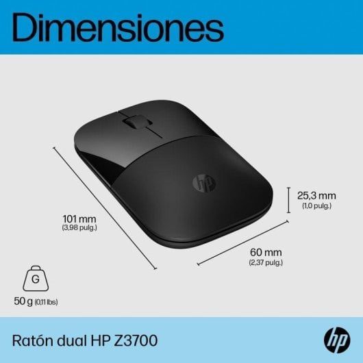 Maus HP Z3700 Dual Bluetooth 1600 DPI Schwarz Ambidextrous