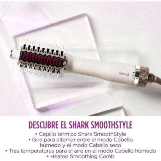 Shark SmoothStyle HT202EU Cepillo Térmico Alisador 900W Blanco