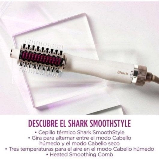 Spazzola Lisciante Shark SmoothStyle HT202EU 900W Ceramica 3 Temperature Bianco