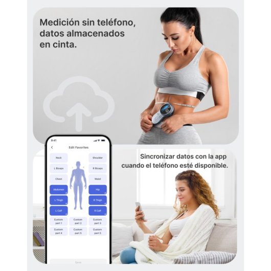 Cinta métrica Renpho R-Y002 Inteligente+ Gris pantalla LED y app Health