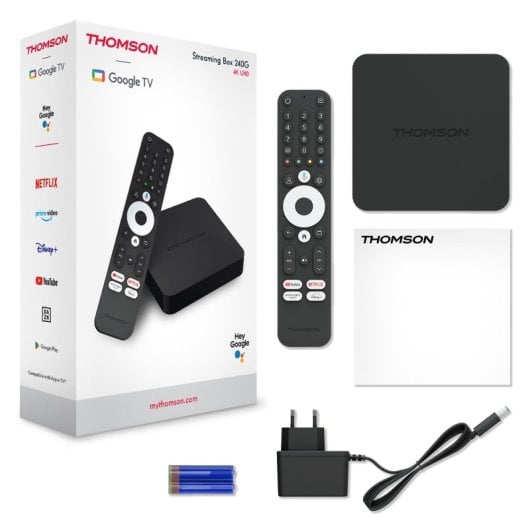 Thomson Streaming Box 240G Android TV UltraHD 4K 8GB Preto