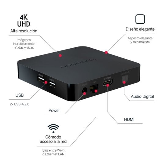 Thomson Streaming Box 240G Android TV UltraHD 4K 8GB Preto