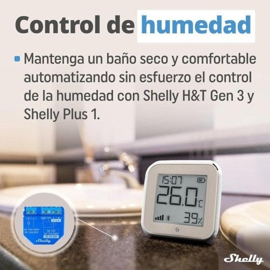 Temperatur- und Feuchtigkeitssensor Shelly H&T Gen3 Wi-Fi Bluetooth Energiesparend