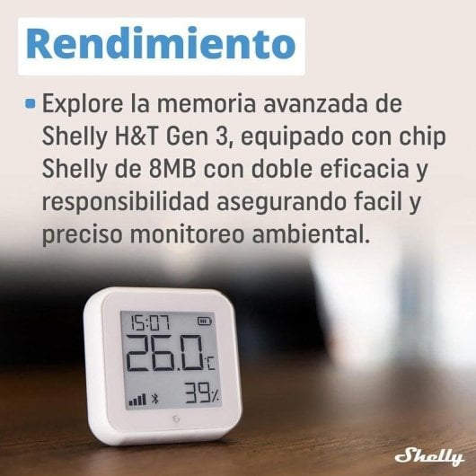 Temperatur- und Feuchtigkeitssensor Shelly H&T Gen3 Wi-Fi Bluetooth Energiesparend