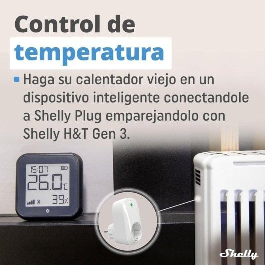Sensor de Temperatura e Humidade Shelly H&T Gen3 Wi-Fi Bluetooth Preto Autonomia Prolongada