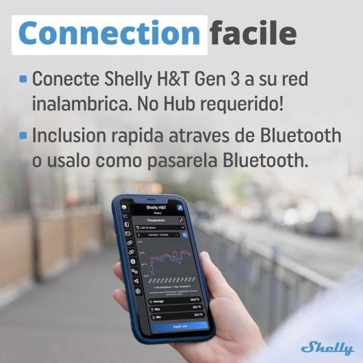 Sensor de Temperatura e Humidade Shelly H&T Gen3 Wi-Fi Bluetooth Preto Autonomia Prolongada