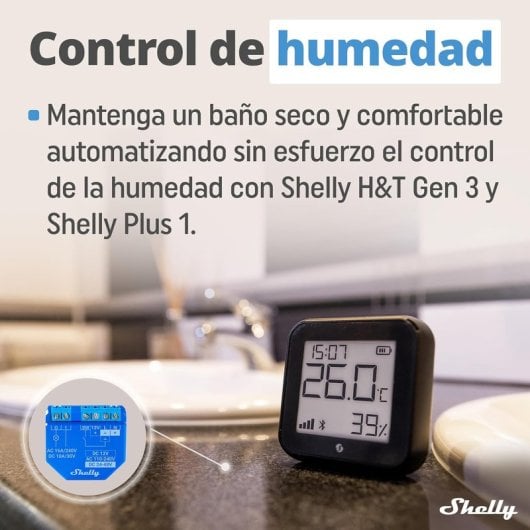 Shelly Detector Humidade e Temperatura Gen3 Matte Black