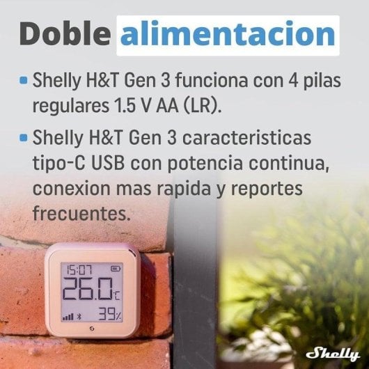 Temperatur- und Feuchtigkeitssensor Shelly H&T Gen3 Wi-Fi Bluetooth Langzeitdaten